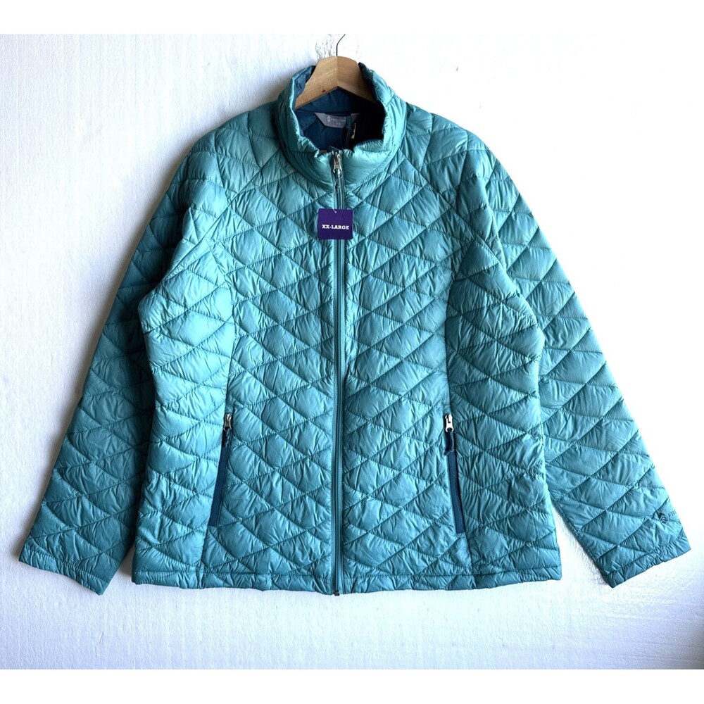 NWT Free Country Women’s 2XL Turquoise 90% Down Feather Puffer Jacket Full Zip